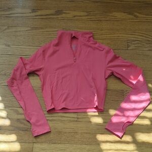 PINK Victoria's Secret Cropped Quarter-Zip Long Sleeve Top - Coral Pink